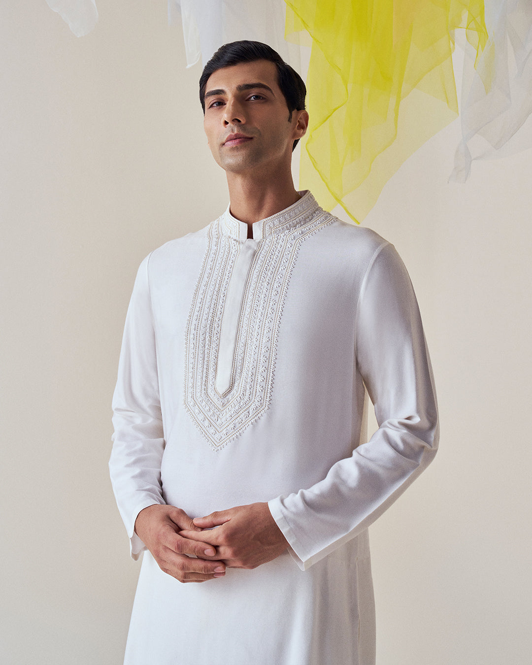 Classic Ivory Hand Embroidered Kurta (MW KT 26)