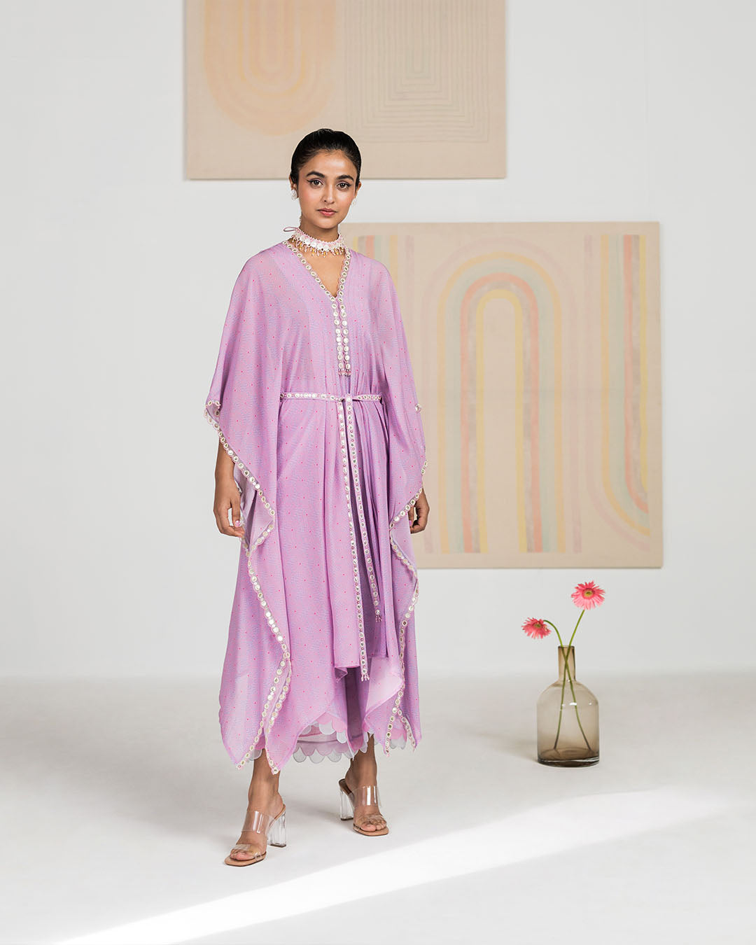 Lilac Swirl Crepe Kaftan Set (JNPL 13) – Madzin Luxury Womenswear