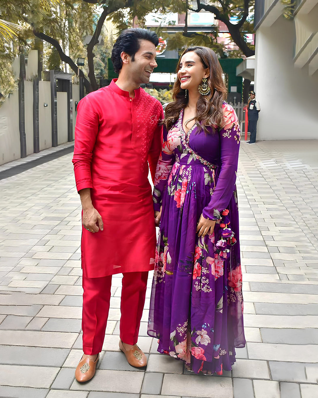 Rajkumar Rao in Ruby Red Silk Chanderi Kurta