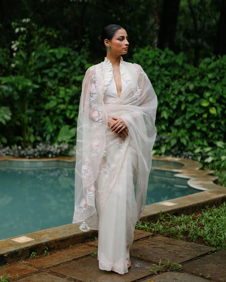 MOONDUST SILK ORGANZA SAREE SET (ZHR SR 08)