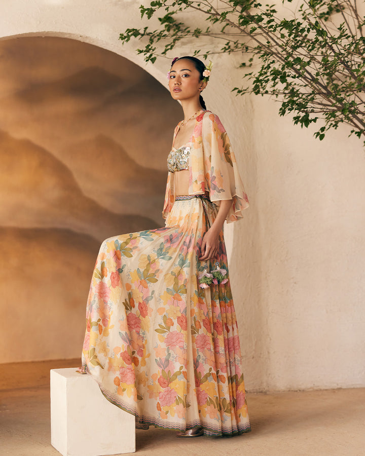 SUMUR SKIRT and cape WITH Zanskar Shell Symphony BLOUSE (MSP 27)