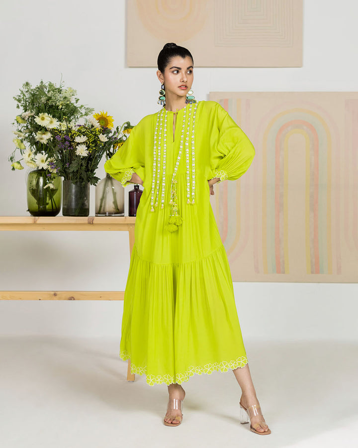 Spring Green Silk Crepe Dress (JNPL 12)