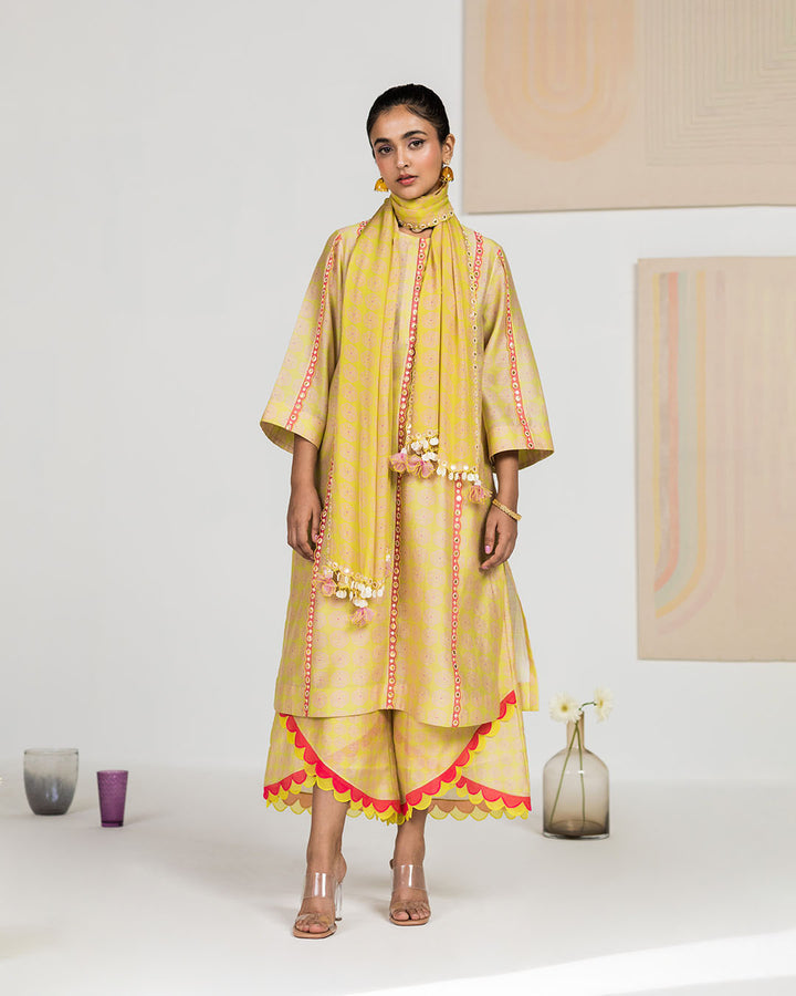 Spring Green Swirl Kurta Set (JNPL 03)