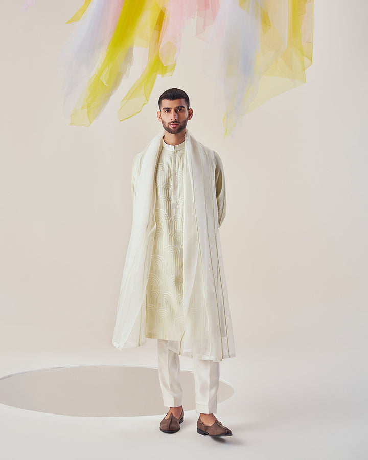 Ivory Silk Chanderi Kurta (MW KT 27)