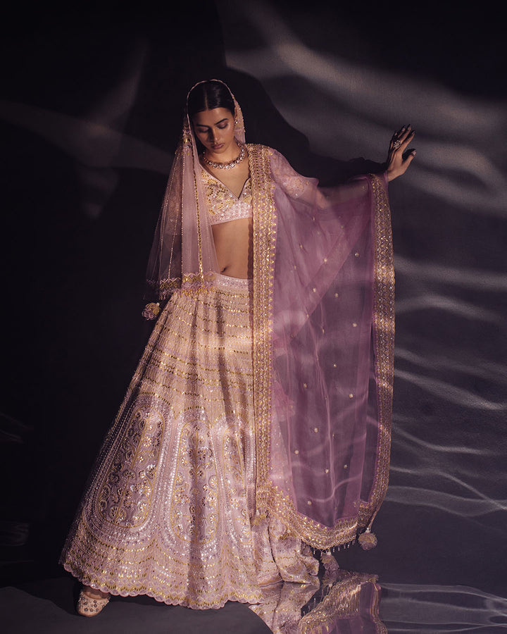 SHADES OF LILAC  BRIDAL LEHENGA SET (MZLH08)