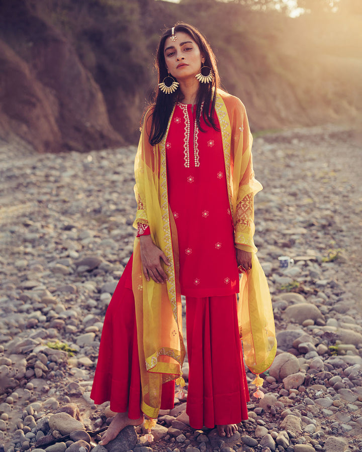 Chikankari Short Kurta paired with Sharara and Dupatta (SW06)