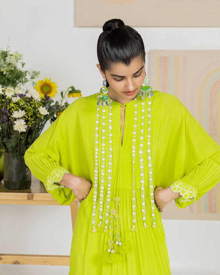 Spring Green Silk Crepe Dress (JNPL 12)