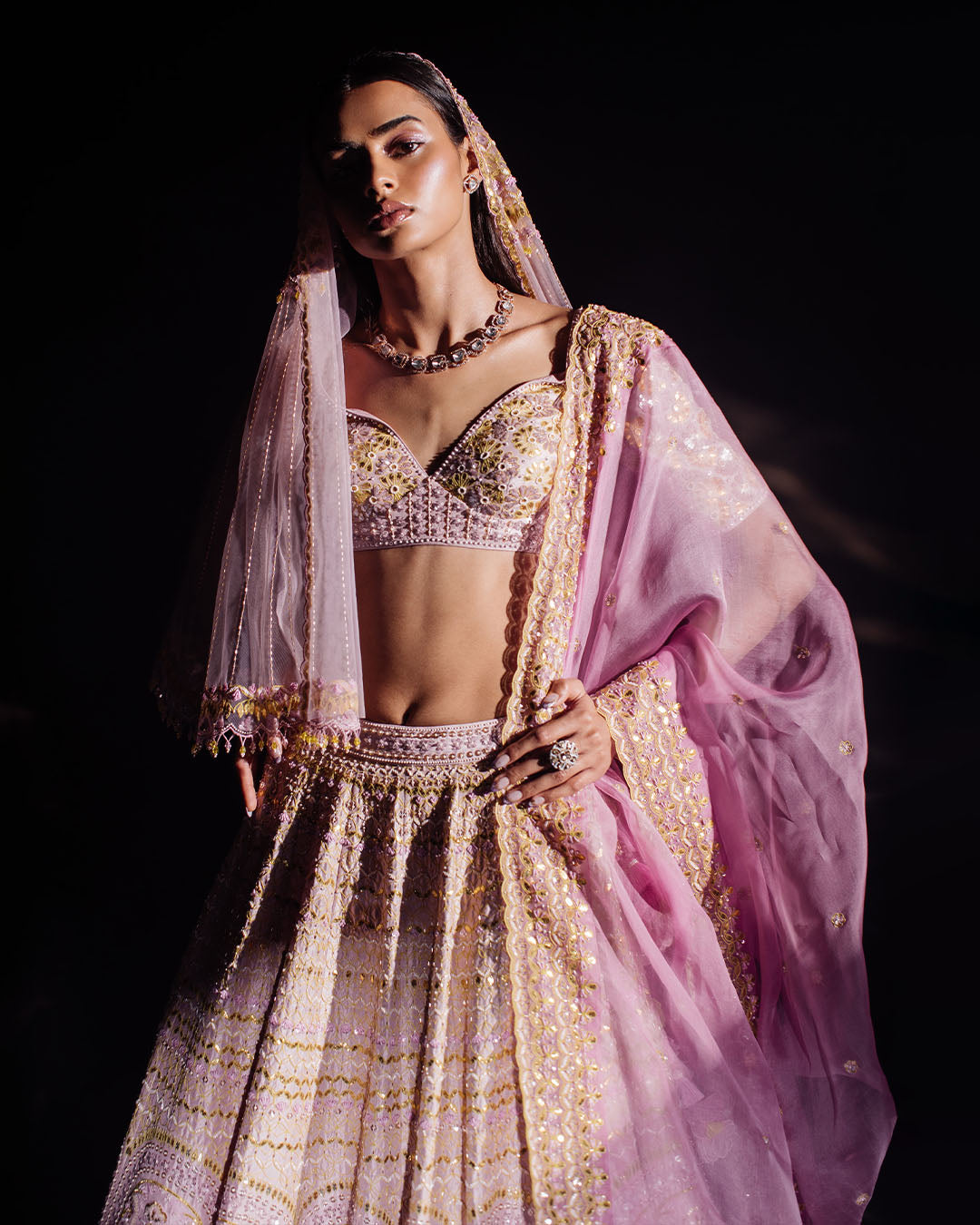 SHADES OF LILAC  BRIDAL LEHENGA SET (MZLH08)