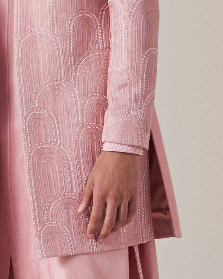 Hand Embroidered Silk Sherwani Set