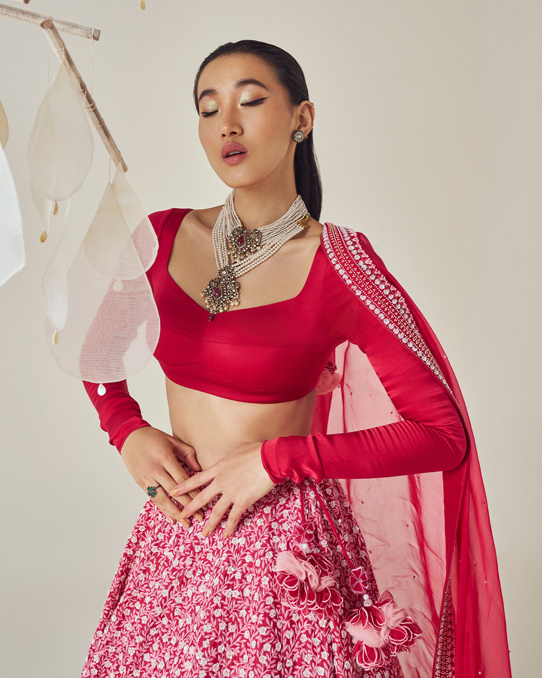 Silk Lehenga Set: Paired with blouse Silk Organza Dupatta