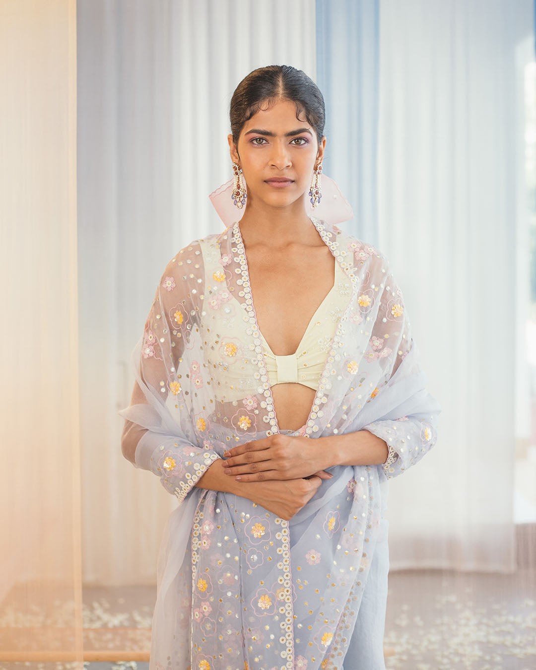 POWDER BLUE RAINDROP SAREE (WCSR02)
