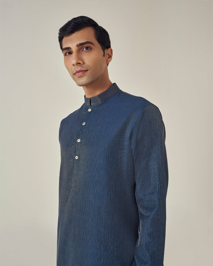 Silk Chanderi Metallic Stitched Kurta (MZ MW KT 03)