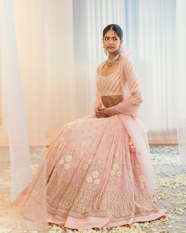 CRYSTAL ROSE SILK LEHENGA SET (SWLH05)