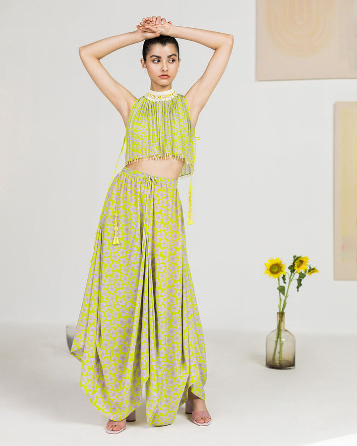 Spring Green Swirl Printed Dhoti Set (JNPL 16)