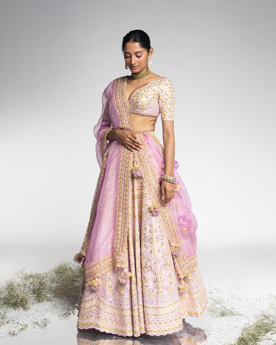 SHADES OF LILAC  BRIDAL LEHENGA SET (MZLH08)