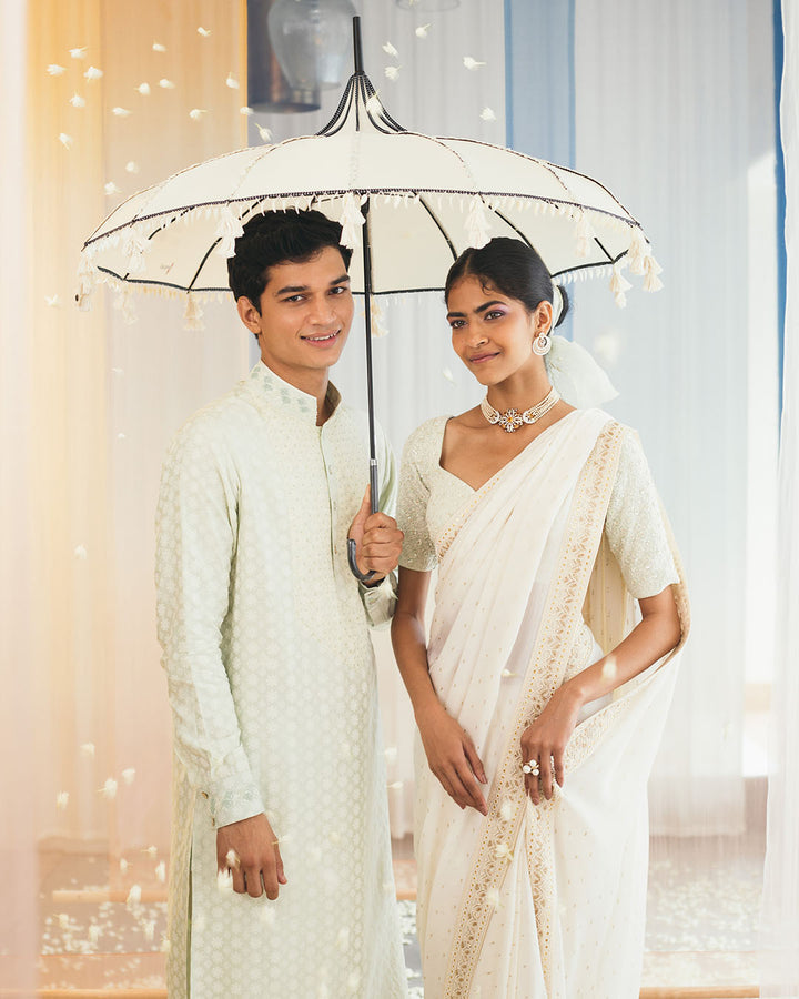 IVORY SILK CHIFFON SAREE (SWSR10)