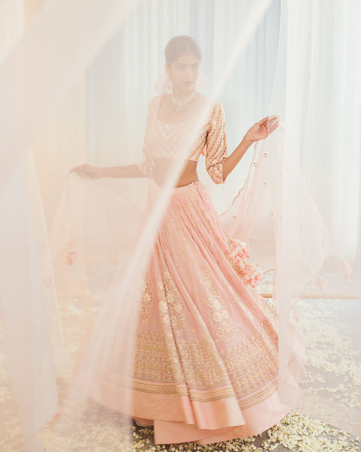 CRYSTAL ROSE SILK LEHENGA SET (SWLH05)
