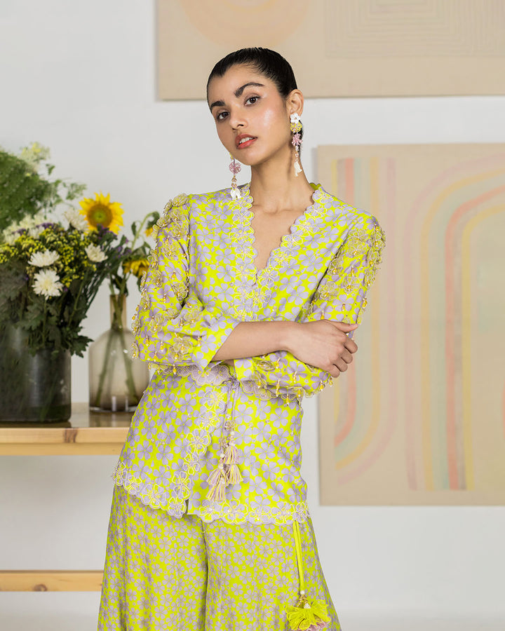 SILK CHANDERI PERIWINKLE JACKET SET (JNPL 21)