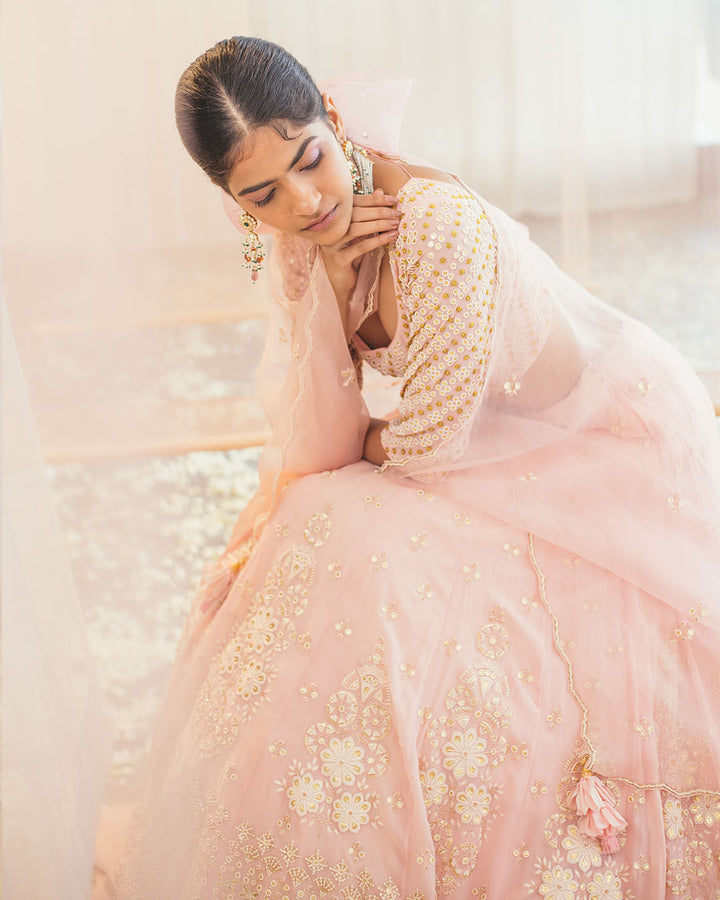 CRYSTAL ROSE SILK LEHENGA SET (SWLH05)