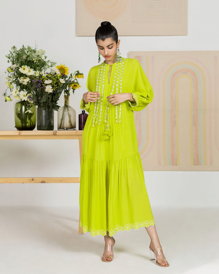 Spring Green Silk Crepe Dress (JNPL 12)