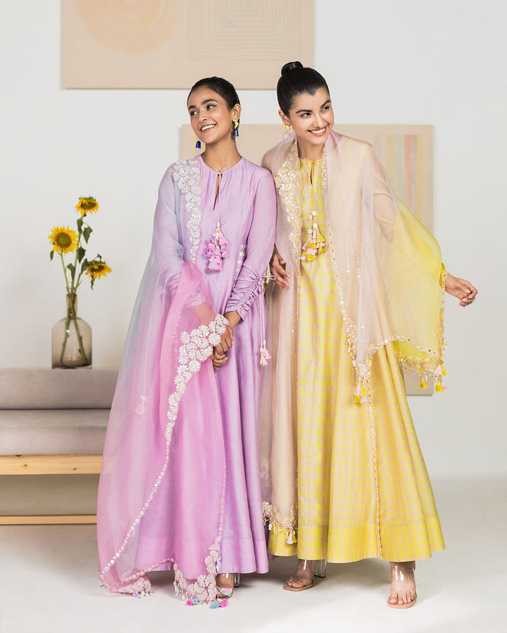 Spring Green Swirl Anarkali Set (JNPL01)