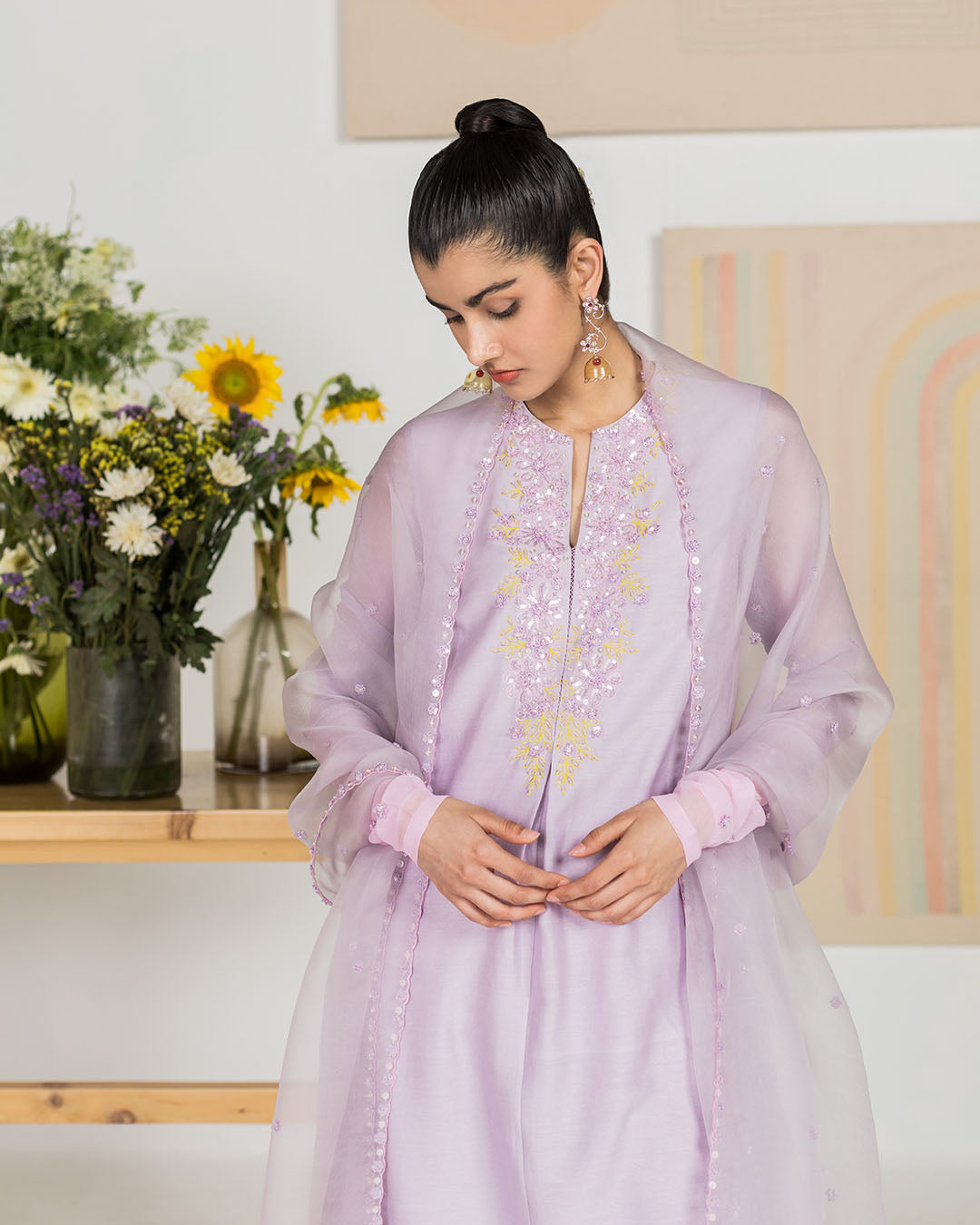 Lavender Silk Chanderi Kurta Set (JNPL 11)