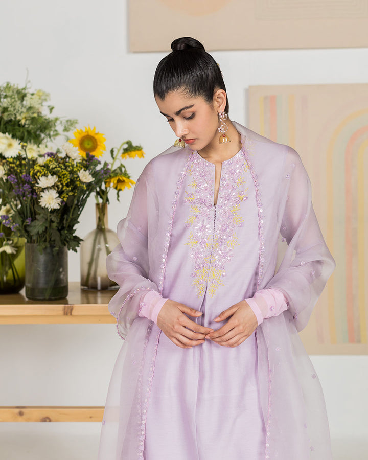 Lavender Silk Chanderi Kurta Set (JNPL 11)