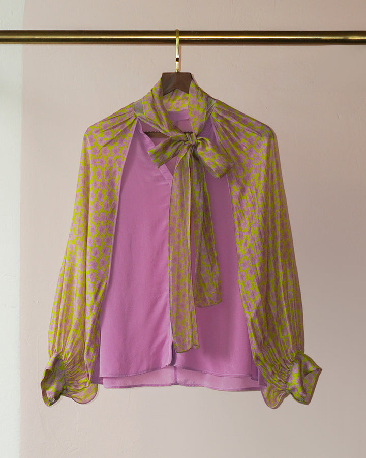 Spring Green Periwinkle Flora Voyage Shirt