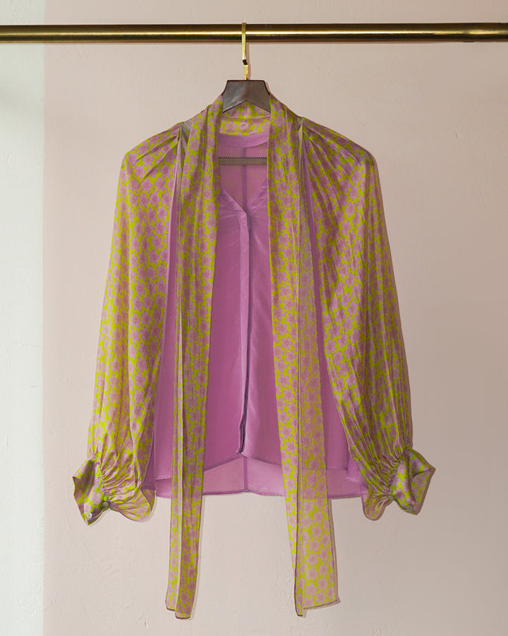 Spring Green Periwinkle Flora Voyage Shirt