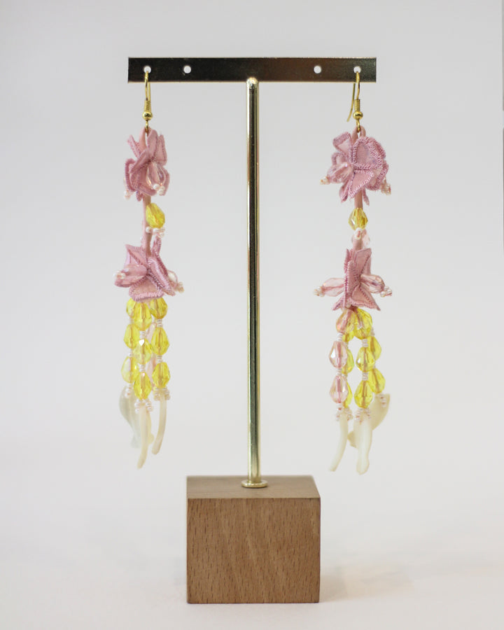 LILAC AND OLIVE FLORAL EARRINGS