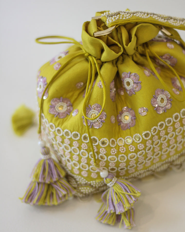 OLIVE GREEN POTLI BAG
