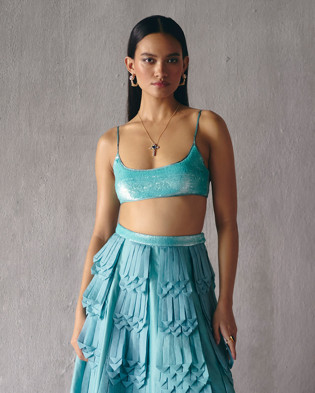 AZURE WINGED SKIRT WITH THE COCOON BUSTIER ( MZ HP 10 )