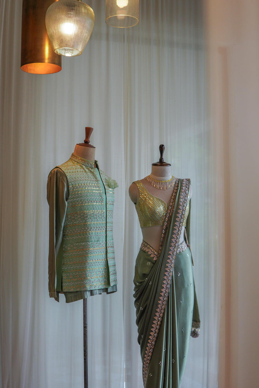 Moss Green Saree Set