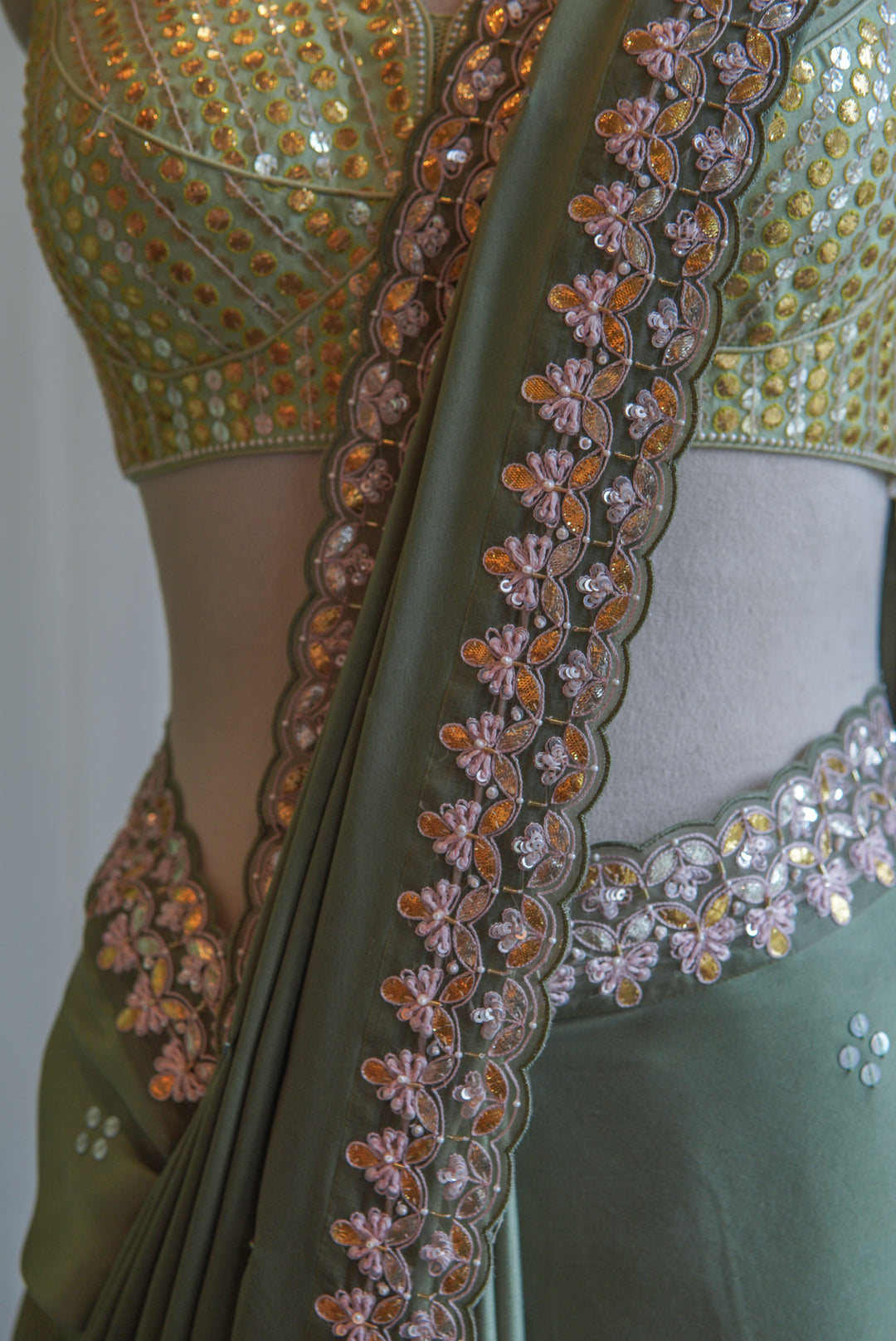 Moss Green Saree Set