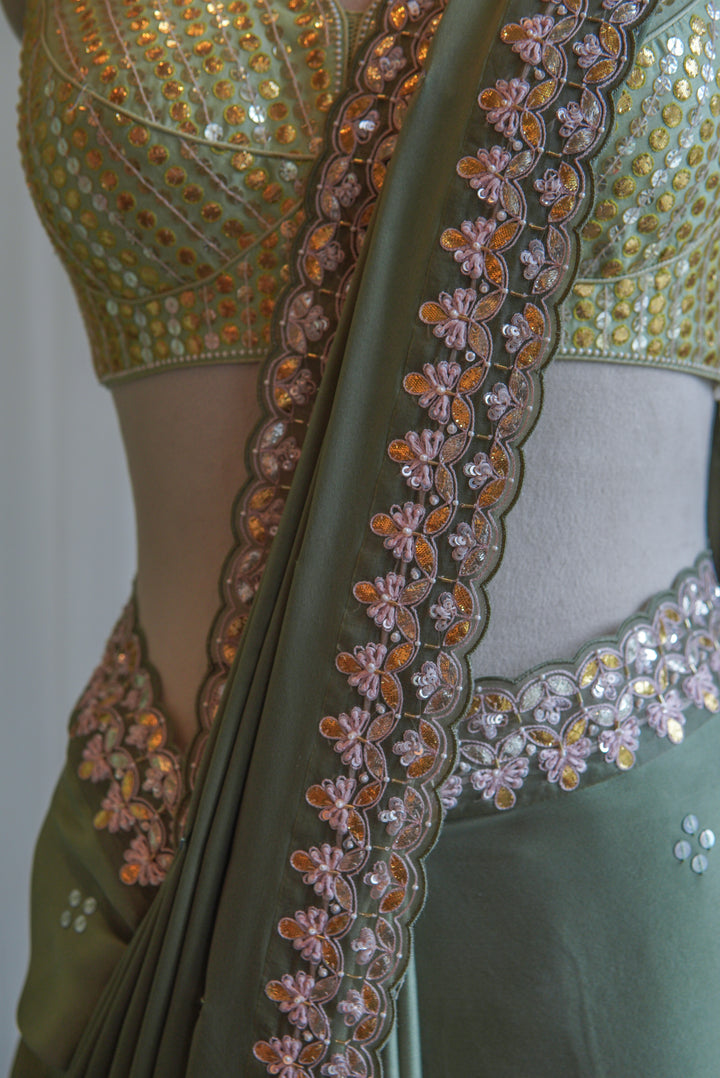 Moss Green Saree Set