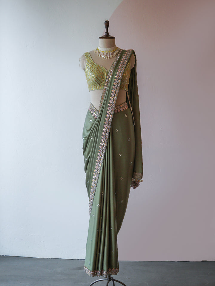Moss Green Saree Set