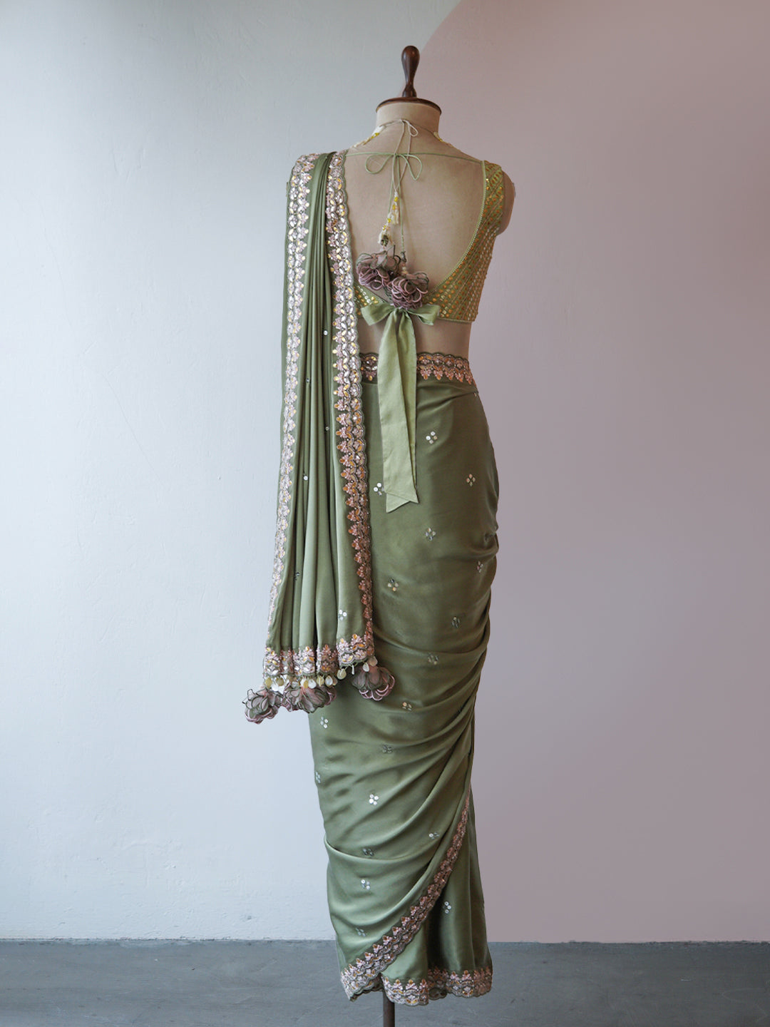 Moss Green Saree Set