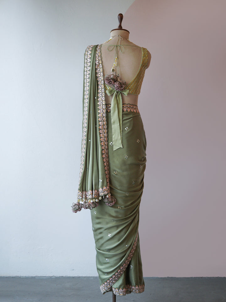 Moss Green Saree Set