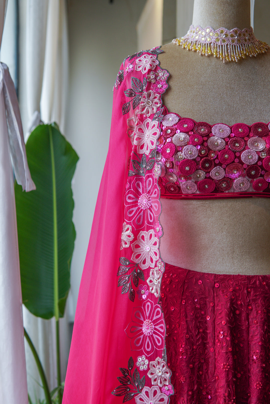 Ruby Red Hand Embroidered Lehenga Set ( MZ LH 07 )