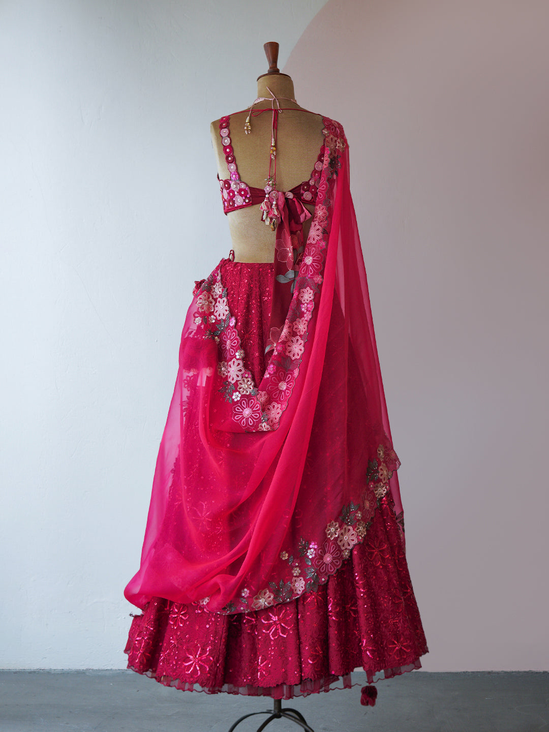 Ruby Red Hand Embroidered Lehenga Set ( MZ LH 07 )