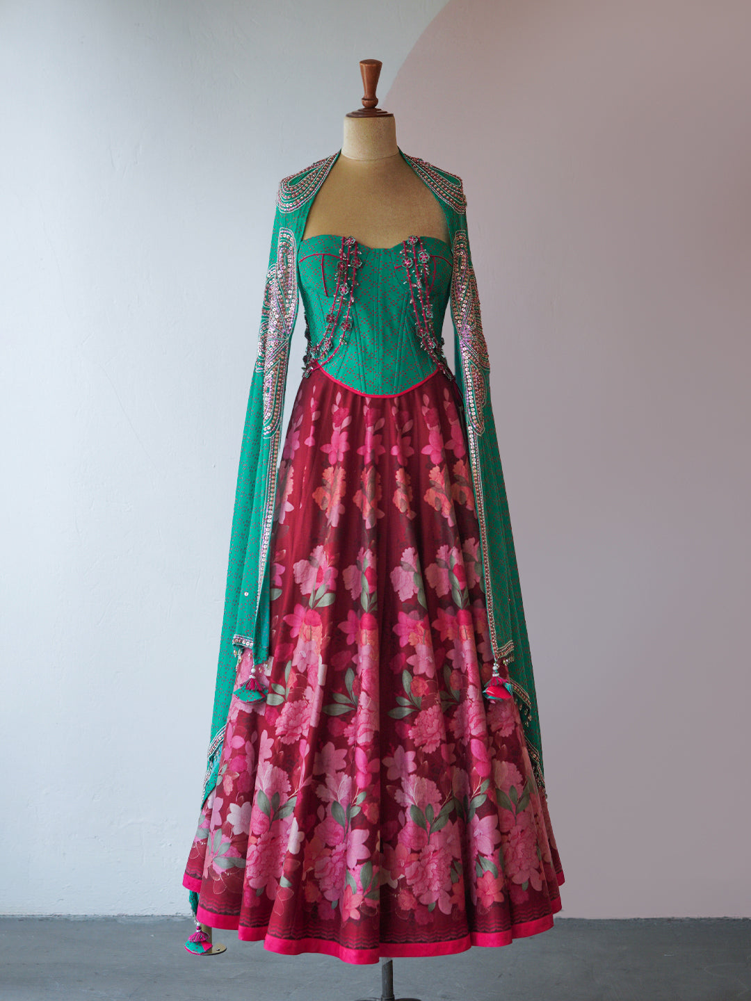 Wine Floral Printed Lehenga Set ( MSP 20 )