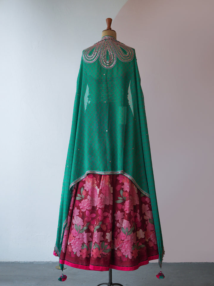 Wine Floral Printed Lehenga Set ( MSP 20 )