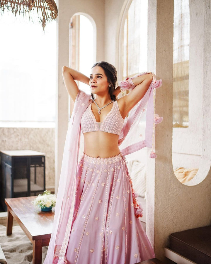 Srishti Srivastava in silk chanderi lehenga set
