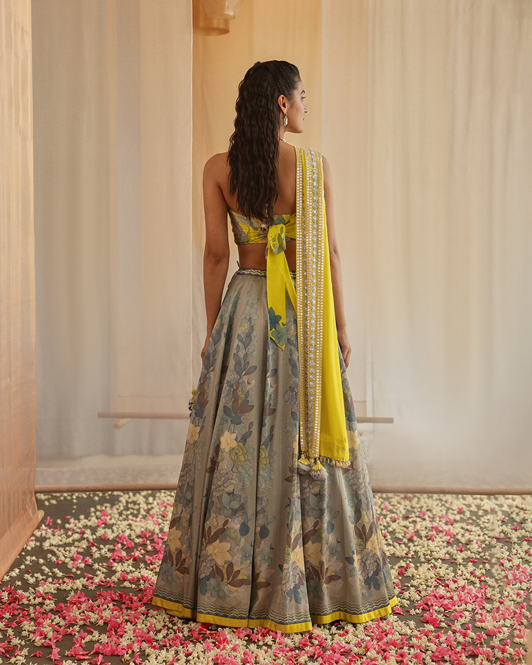 indus sunset lehenga with halter blouse and dupatta ( MSP 02 )