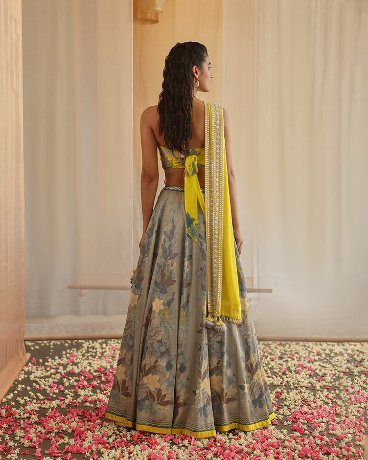 indus sunset lehenga with halter blouse and dupatta ( MSP 02 )