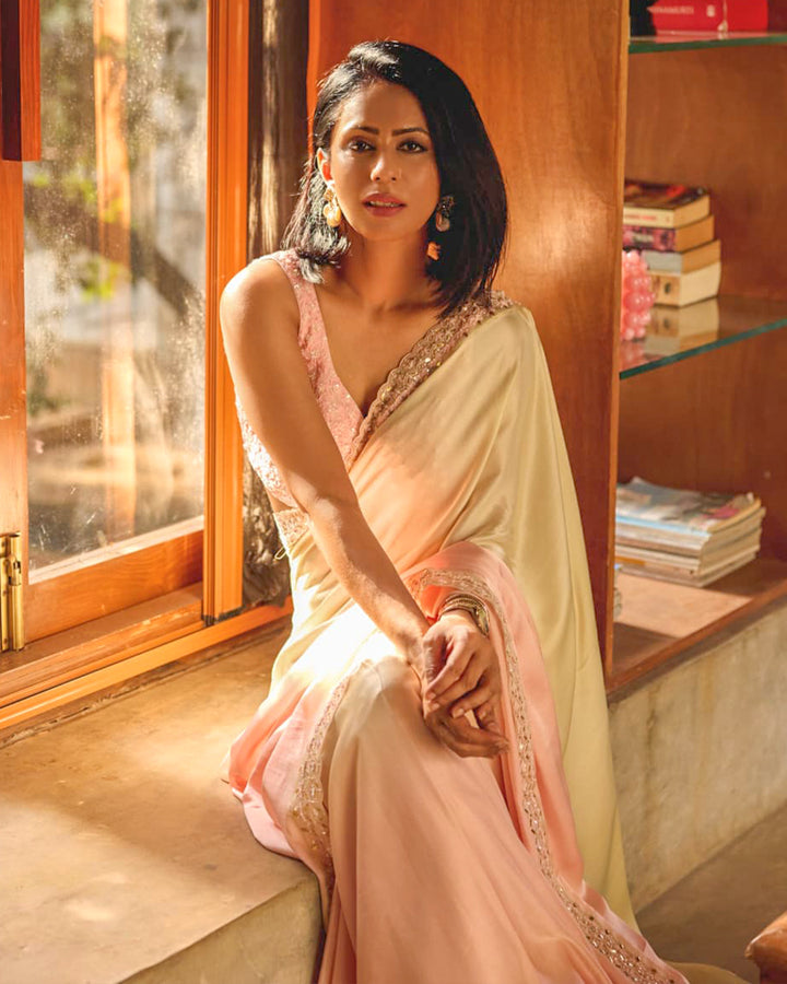 PAVITRA SAGAR IN OMBRE SILK SATIN GEORGETTE SARI
