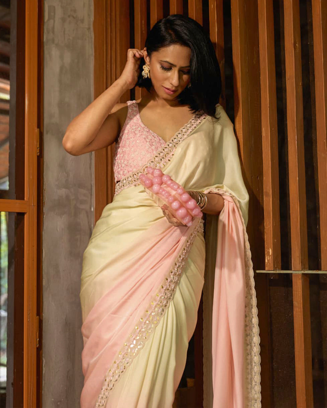 PAVITRA SAGAR IN OMBRE SILK SATIN GEORGETTE SARI