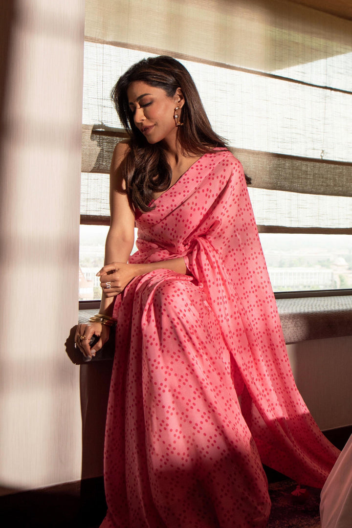 Chitrangda Singh in The pink polka sari set