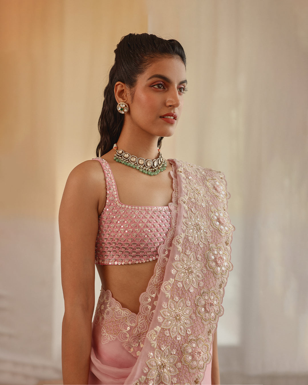 indrani sari with lotus bud blouse ( ZHR SR 07 )