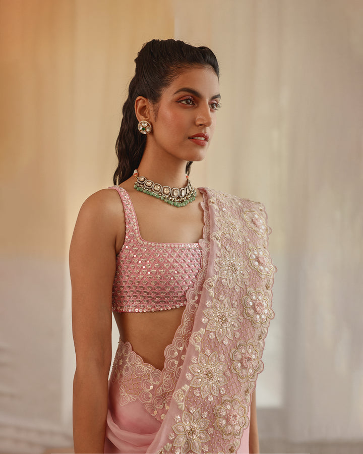 indrani sari with lotus bud blouse ( ZHR SR 07 )